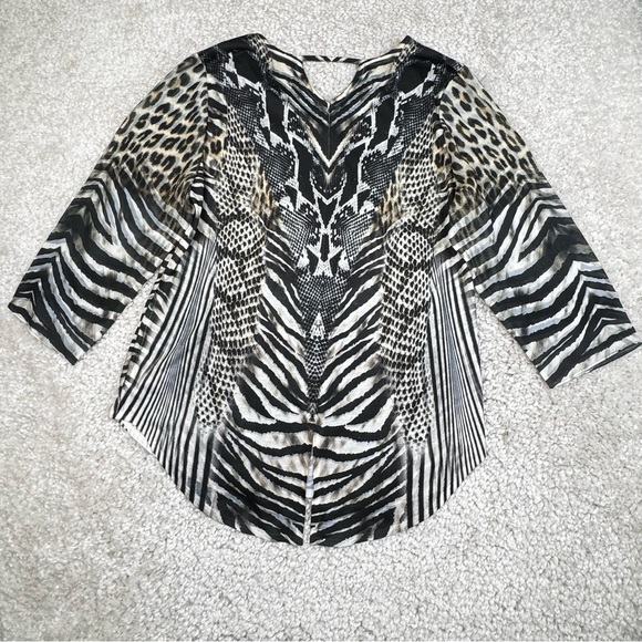 NEW Chico’s Animal Print Blouse Shirt. Classic Boho 90s bold Snakeskin zebra. 1 - Picture 5 of 14
